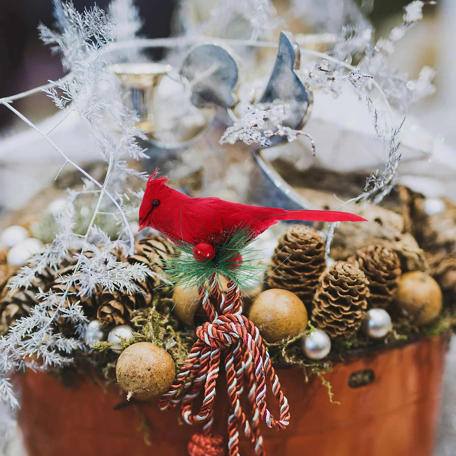 

10Pcs Christmas Tree Decoration Birds Red Cardinal Clip-on Ornaments for Xmas Holiday Home Decor Realistic Artificial Bird