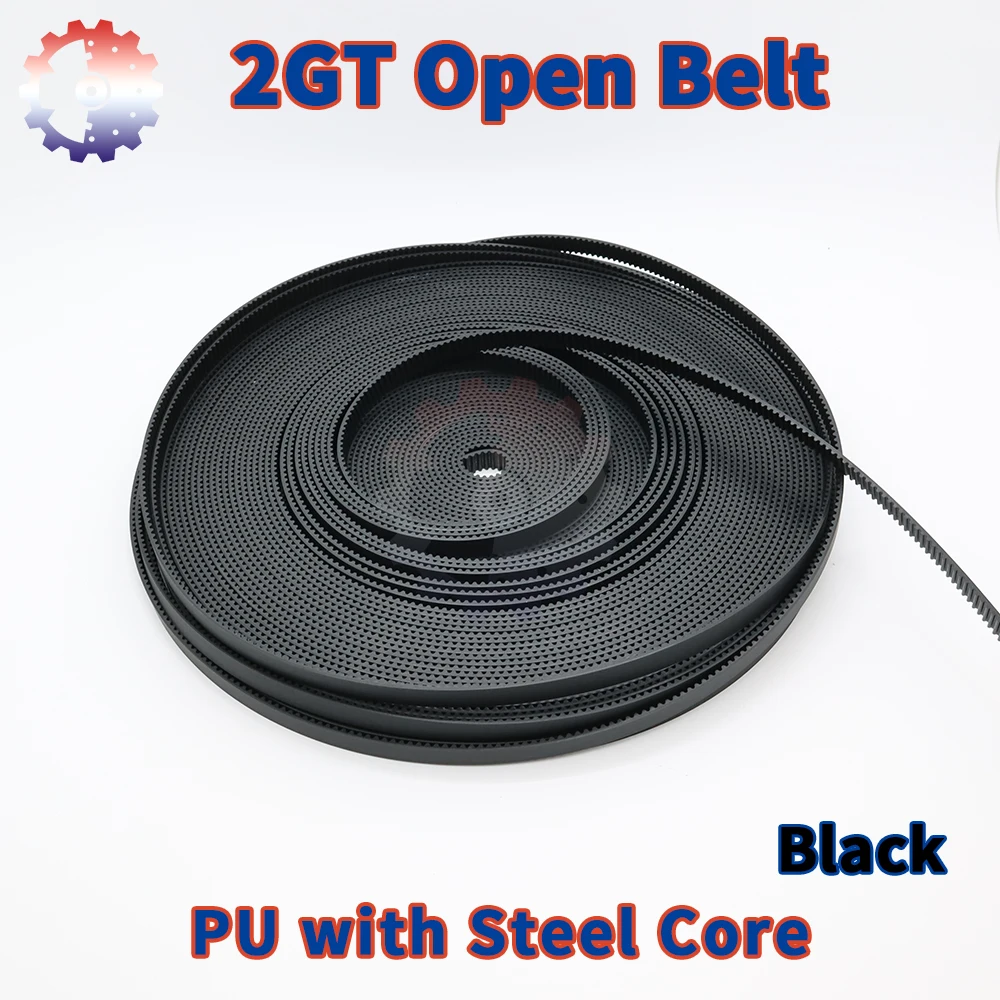 

2GT Open Timing Belt Black Polyurethane Steel Core PU GT2 Belt Width 6mm 2MGT Belt 10mm Belts 15mm 2M Open Belt 3D Printer Belt