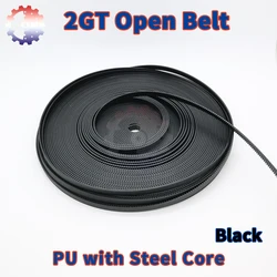 2GT Open Timing Belt Black Polyurethane Steel Core PU GT2 Belt Width 6mm 2MGT Belt 10mm Belts 15mm 2M Open Belt 3D Printer Belt