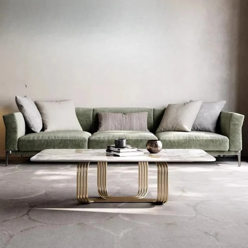 

Легкий роскошный журнальный столик из светлой каменной плиты, высококачественный современный квадратный журнальный столик в стиле легкой роскоши, креативный дизайн.