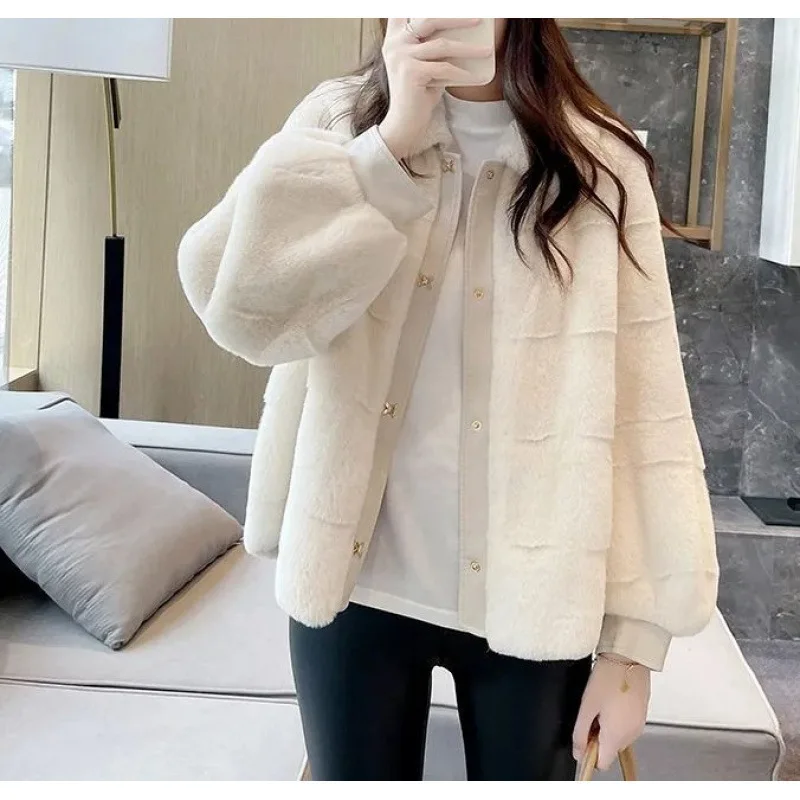 2034 Women's Autumn and Winter New Warm Fur Integrated Mink-like Wool Jacket