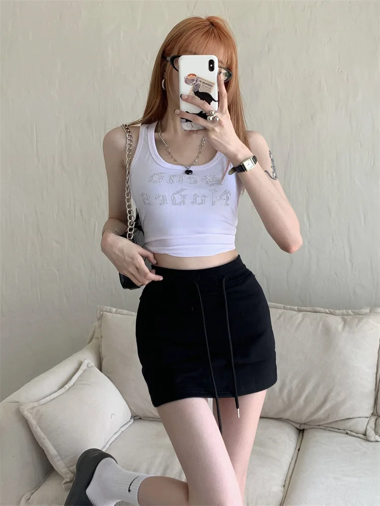 Tight Fit Elastic Waist  Skirt Women's Summer 2024 New Style Short Skirt Prevents Exposure Trendy Girl Pure Desire