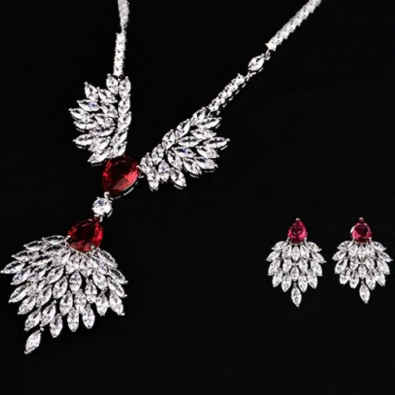 SUGO Fashion Personality Shiny Phoenix-shape High Quality Zirconia 2PCS Jewelry Sets for Trend Women Wedding Dress Accessories