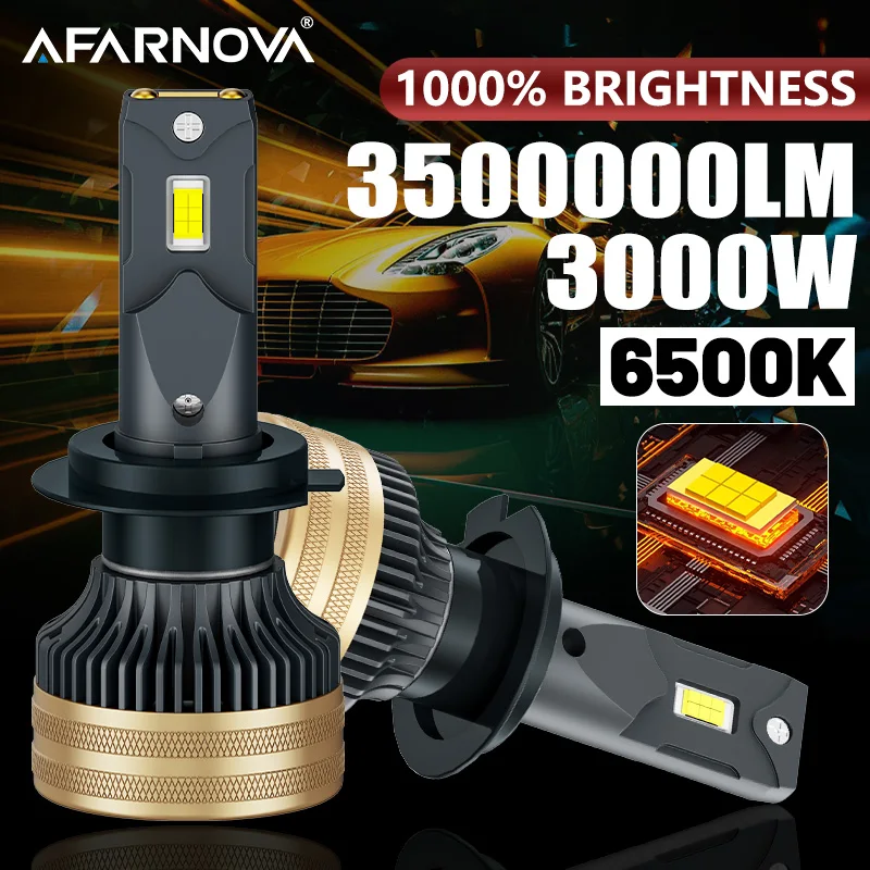 

3000W H7 Led Car Headligh Bulbs 2 Copper Tube 6500K H1 H8 H9 H11 9005 9006 High Power Led Super Decode Lights For Car Auto Bulbs