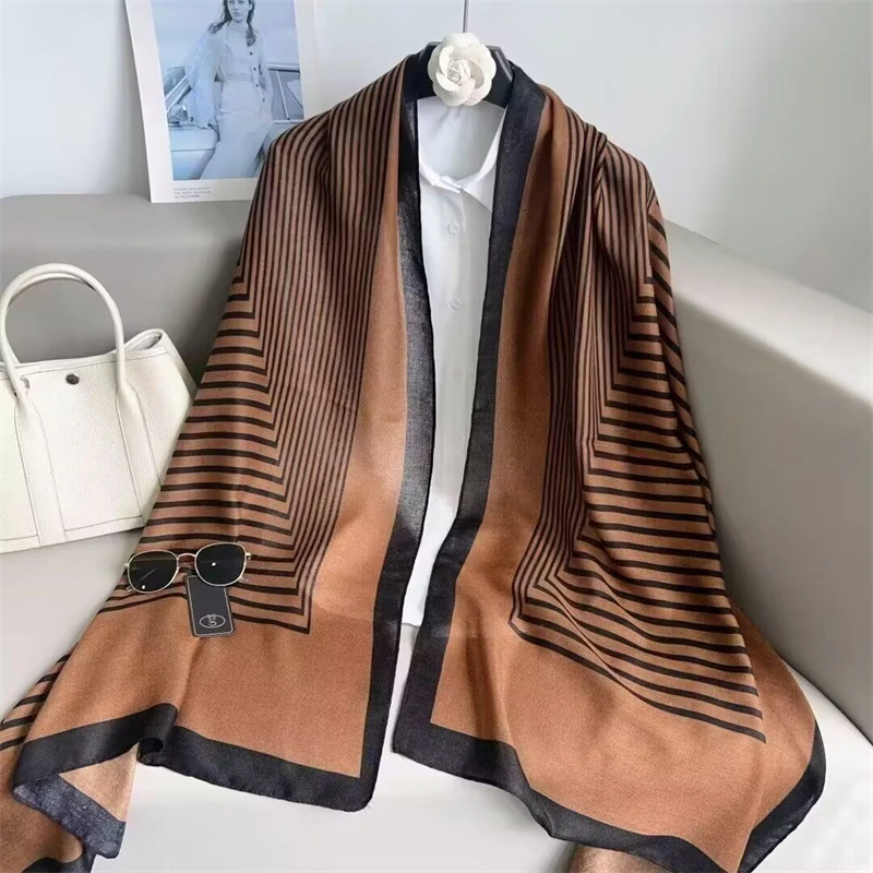 Spring Autumn Cotton Linen Scarf Women's Summer Sun Protection Travel Diagrammatic Long Scarf Air Conditioning Room Warm Shawl