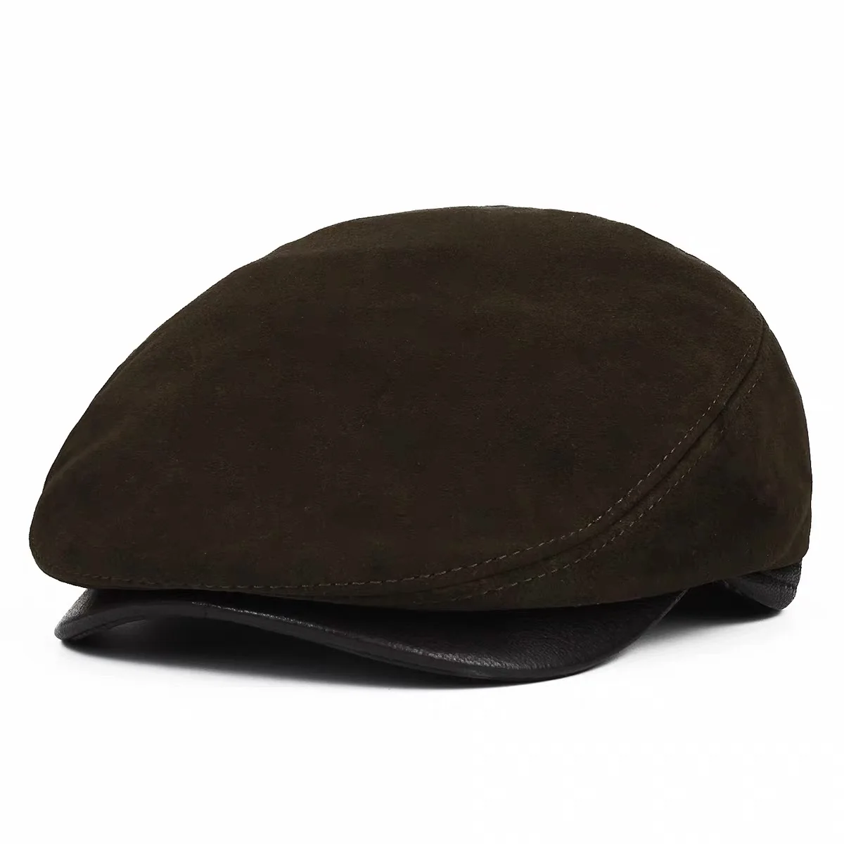 Winter  Spring Genuine Suede Leather Boina Hat Matte Sheepskin Beret  Octagonal Cap Winter  Boina Masculina Men Beret Cap