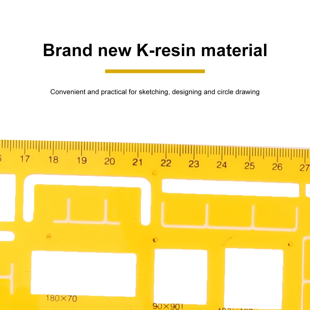 Indoor Construction Measuring Geometric Ruler Orange Transparent Plastic Multi-Use Drawing Template for School Office