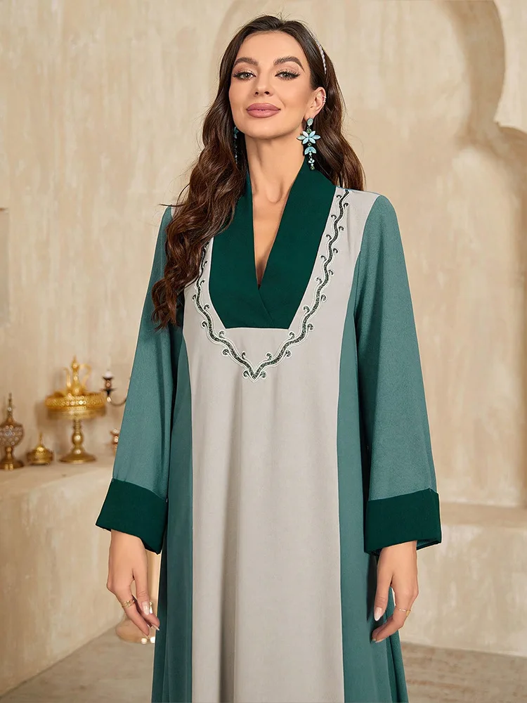 Abaya-Robe maxi musulmane brodée du moyen-orient pour femmes, Djellaba Eid, Ramadan, Islam Jalabiya, Dubaï, Turquie, Kaftan, Robe arabe, 2025