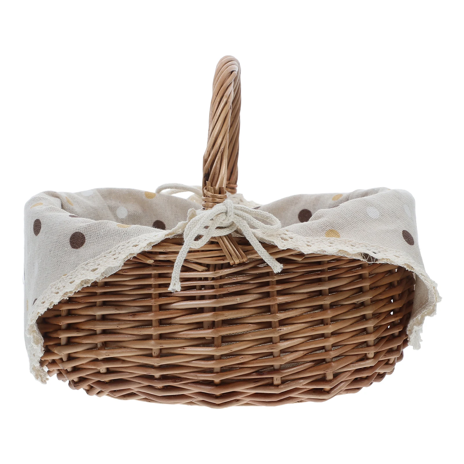 

1pc Handmade Woven Plastic Picnic Basket With Handle Small Storage Basket For Outdoor Garden Harvest Flower Camping Organizing