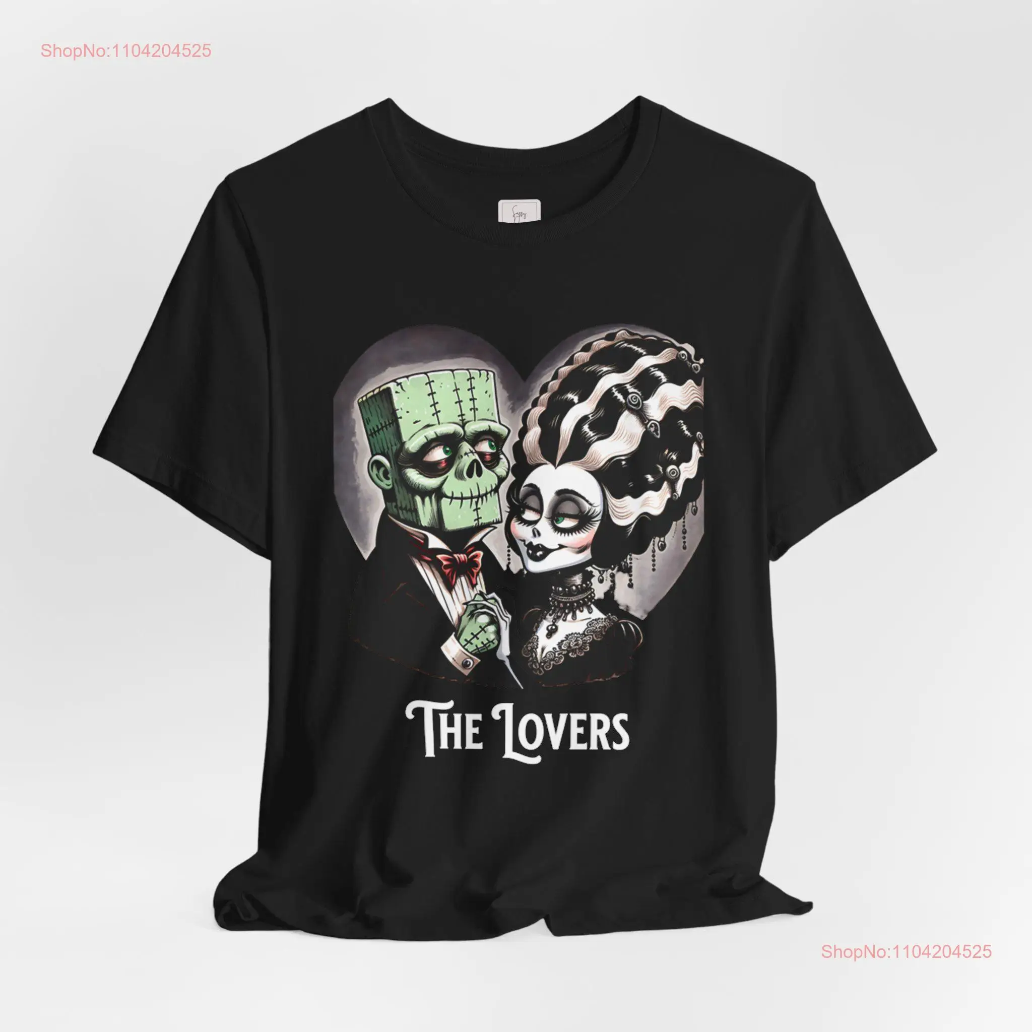 Frankenstein monster and bride The Lovers short sleeve cotton tee unisex t shirt men ladies unique best gift her him halloween