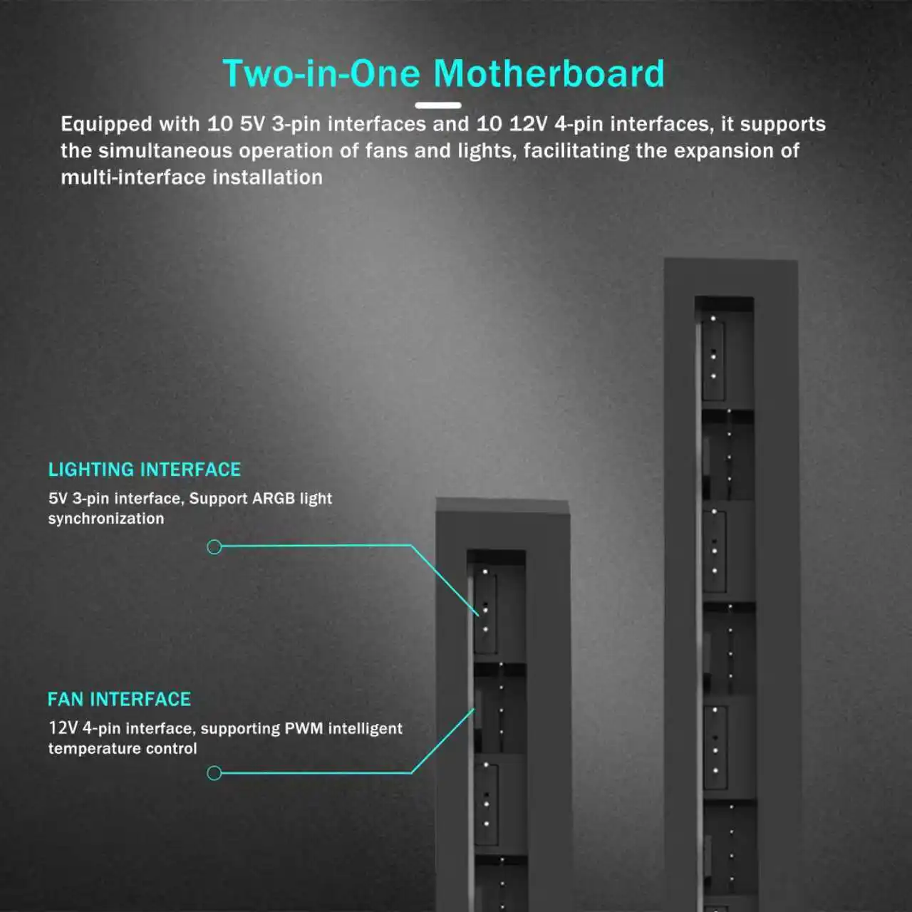 CX FUTRUE ARGB ファンハブ、デュアルマルチインターフェースハブ、ARGB インターフェース、PWM インターフェース、リモコン付属（電池なし）