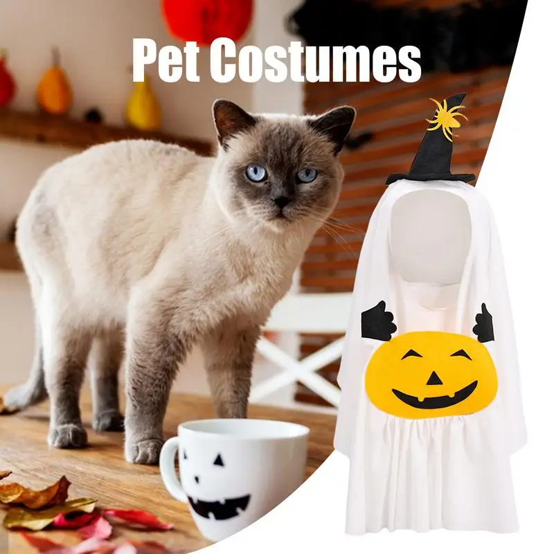 

Dog Halloween Costumes Witch Hat Pumpkin White Ghost Costume Fancy Dress For Dogs Cats Pet Outfits For Halloween Cosplay