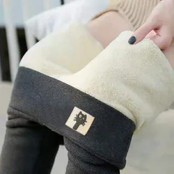 2023 Winter New Large size Plus size Fleece Thickened Lamb Fleece Leggings Women's Winter High Waist Tights Warm Pants