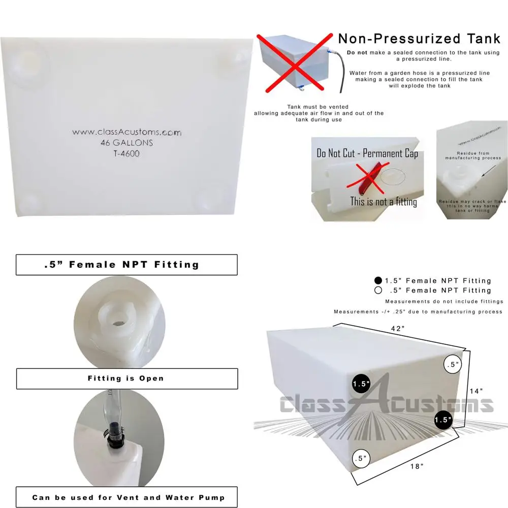 Резервуар для пресной воды 46 галлонов для автофургона, совместимый с серой водой