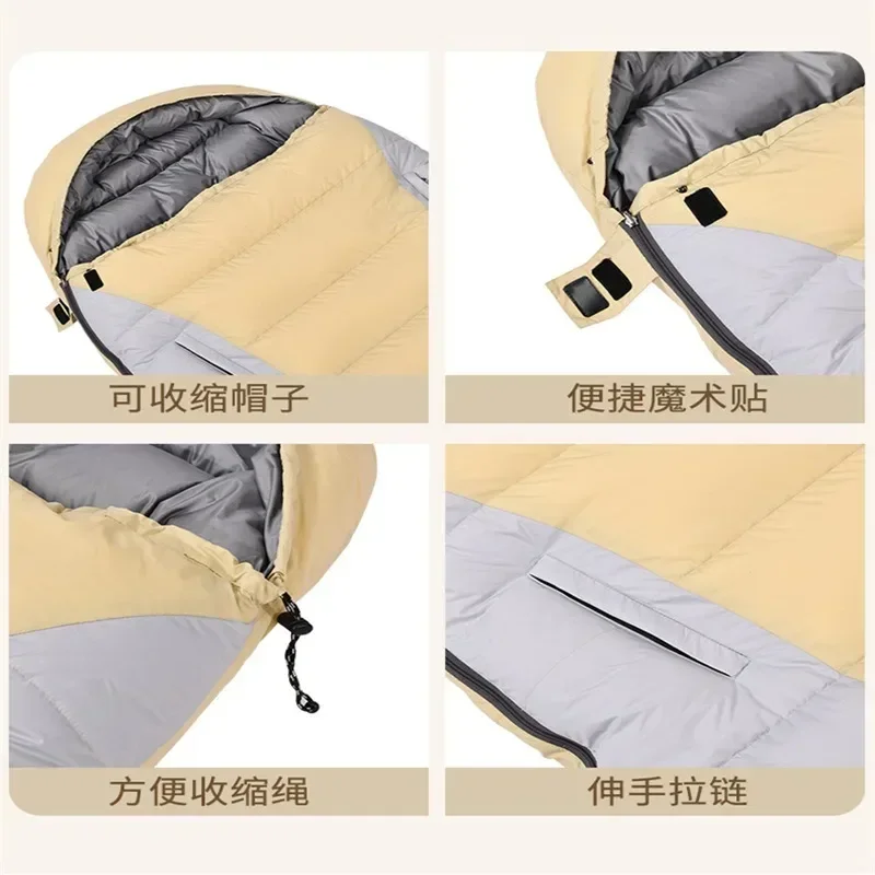 Saco de dormir de plumón de pato para adultos, saco de dormir portátil, ultraligero, Extra grande, para acampar al aire libre, invierno,-30 ℃