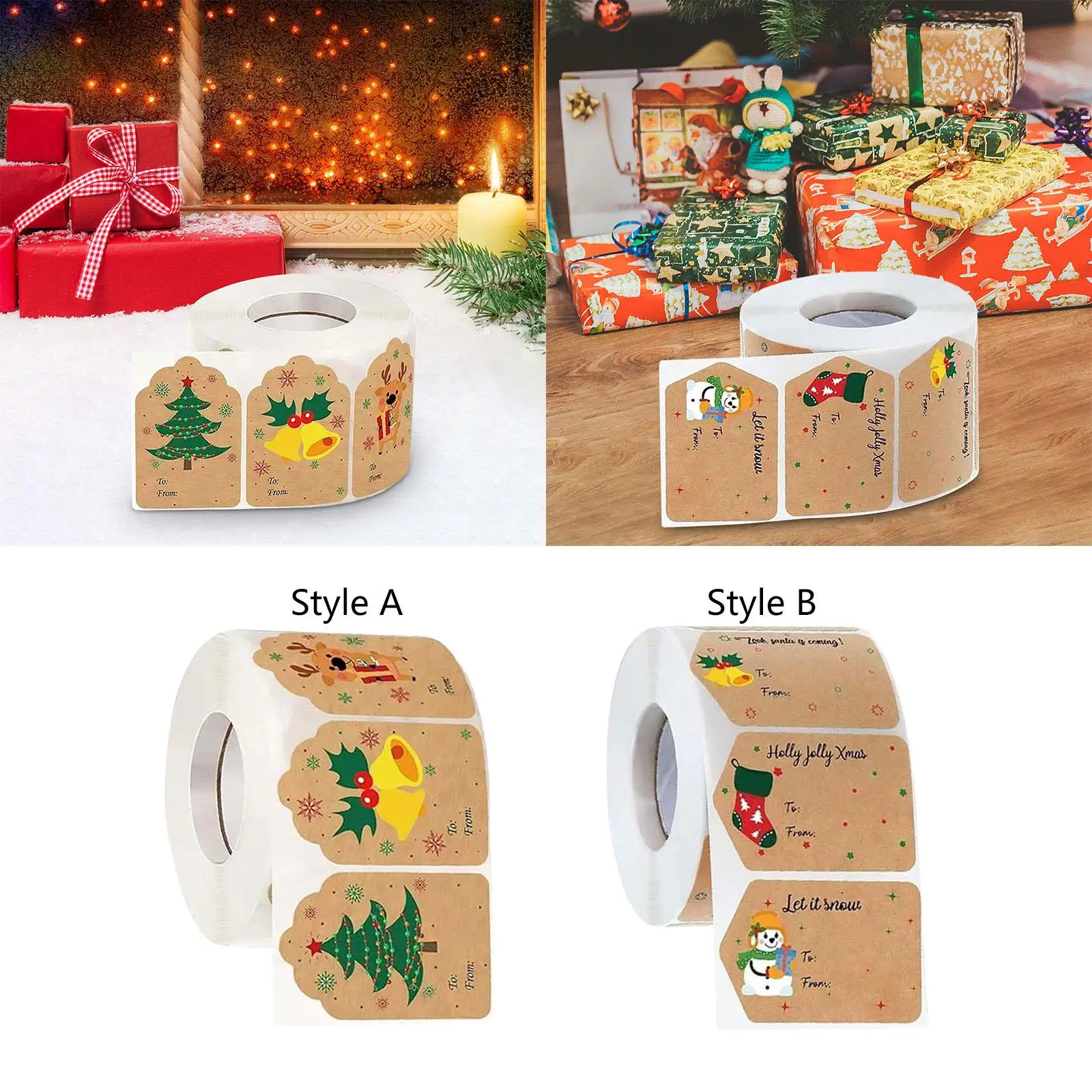 500x Christmas Labels Stickers DIY Paper Stickers for Party Holiday Birthday