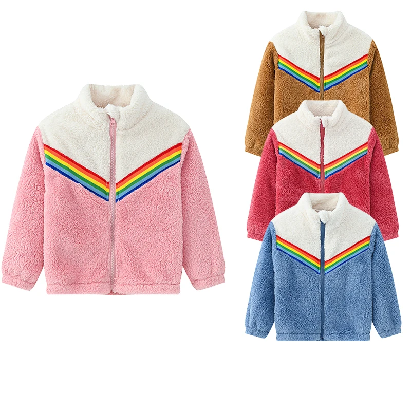 

Kids Cotton Clothing Thickened Down Rainbow Clashing Color Boys Girls Autumn Winter Cotton-Padded Outerwear Children Long Coat