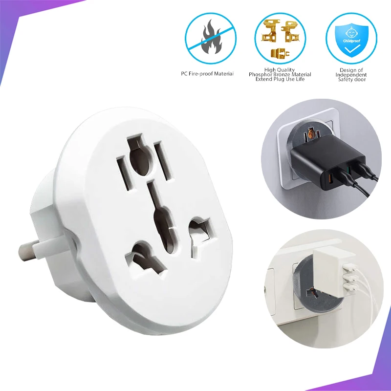 Adaptador de enchufe Universal para la UE, Convertidor de 2 clavijas redondas, enchufe de pared para AU UK CN US a EU AC 250V, adaptador de viaje de alta calidad, 16A