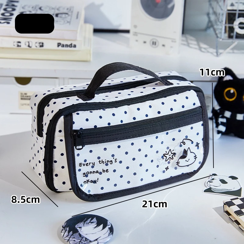 Piórnik w stylu Ita Bag z motywem kropki, duża pojemność, organizer, przenośny, estetyczny, dla uczniów, na artykuły papiernicze i odznaki. — zdjęcie produktu 2