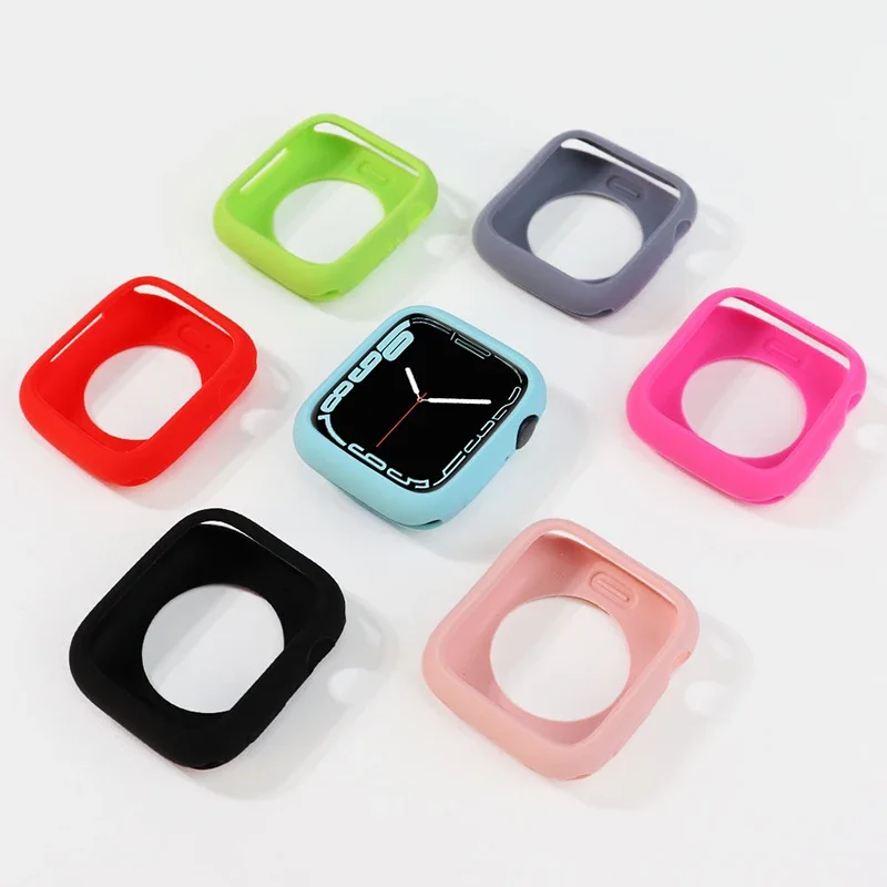 Мягкий силиконовый чехол Candy для Apple Watch Cover 9 8 7 6 Se 5 45 мм 42 мм 38 Защита Iwatch Serie 44 мм 40 мм 41 мм Бампер для женщин