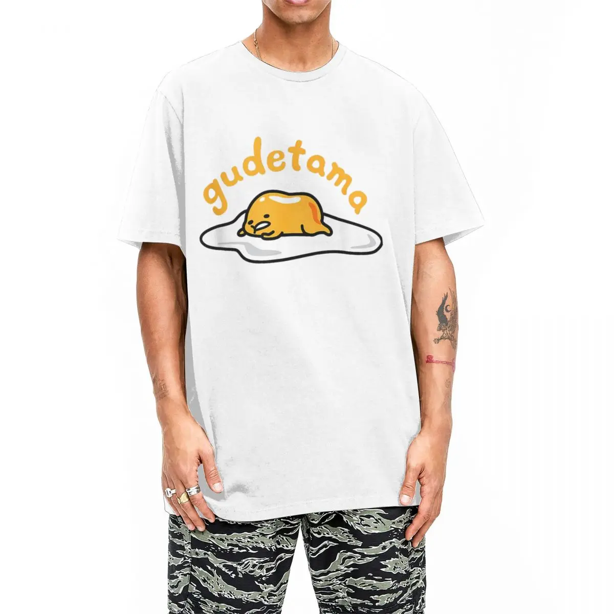 Gudetama The Lazy Egg Logo T Shirts Men Women's Pure Cotton Amazing T-Shirt Round Neck Tees Short Sleeve Tops Gift Idea