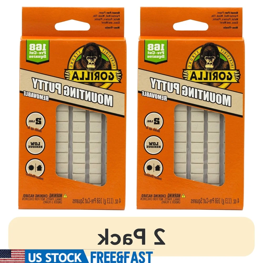 Paquete de 2 masillas de montaje de color canela Natural, cuadrados precortados, adhesivo extraíble para colgar en la pared, artículos ligeros sin desorden, 168 cuadrados