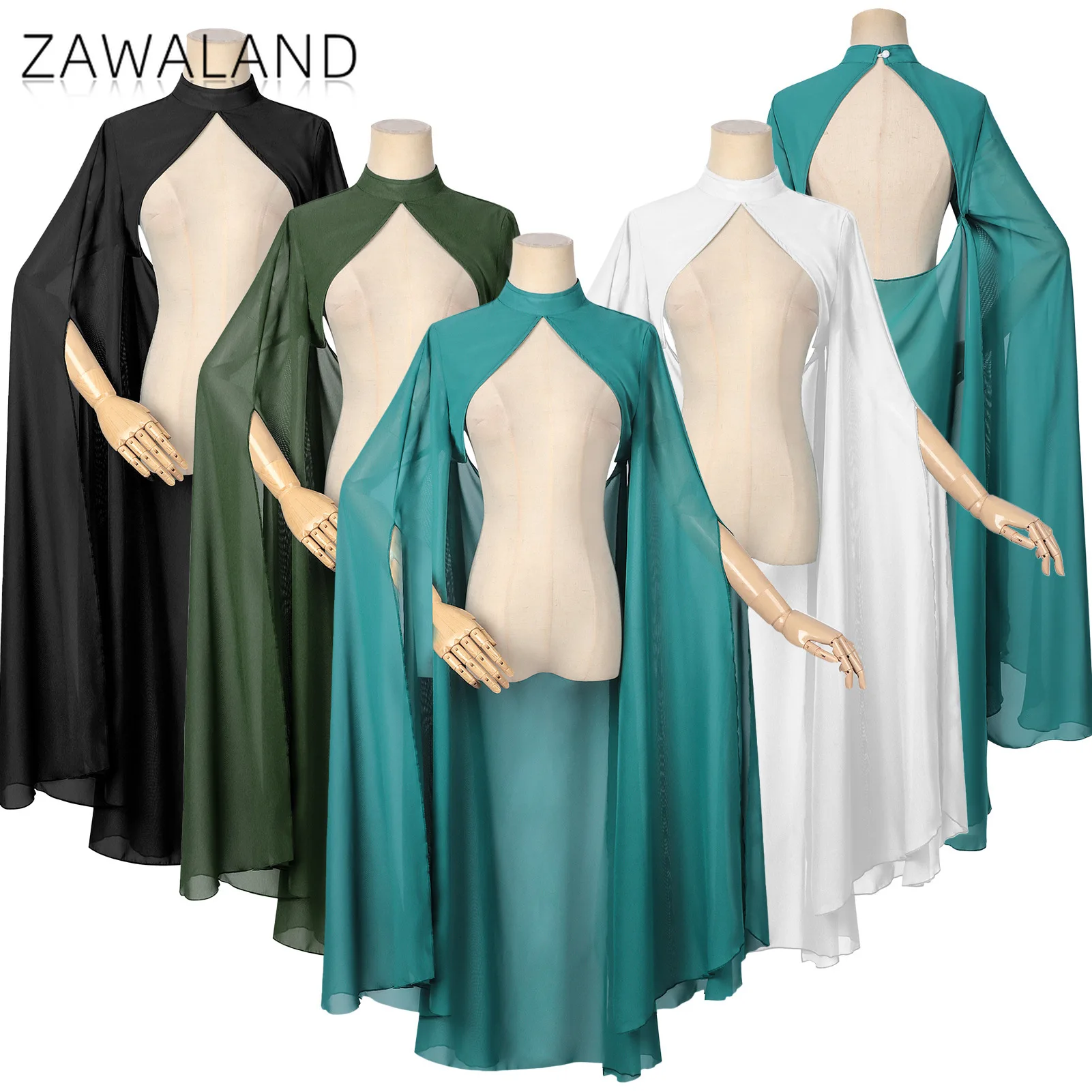 

Women Solid Color Cosplay Cloak Party Backless Chiffon Gauze Shawl Halloween Stage Performance Costume Carnival Retro Cape Coats