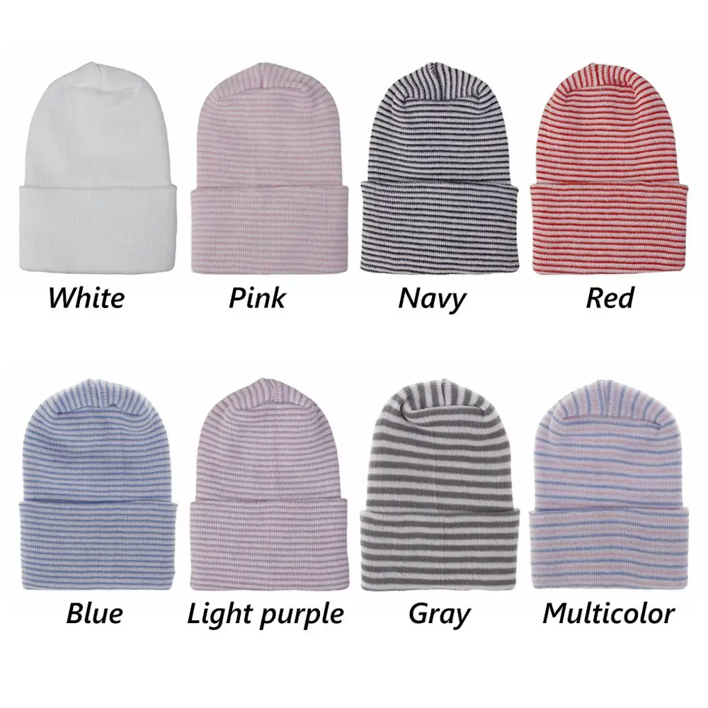 Soft Turban Newborn Nursery Cap Casual Beanie Hat Headwrap Baby Boy Girl Hat Infant Striped Fetal Hospital Cap Kids