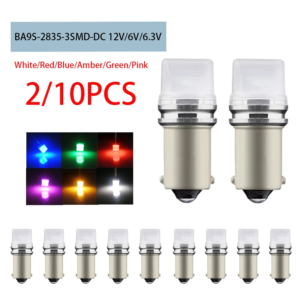 

2/10PCS BA9S DC 12V 6V 6.3V Non-polar GE44 47 Interior Car LED License Plate light LED Pinball Machine Vehicles Interior Light