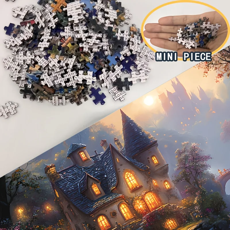 

38x26cm mini puzzle Micro Puzzle Mini Size Jigsaw 1000 Pieces Lanternlit Forest Art Fantasy - Premium Thick Cardboard, 38x38cm