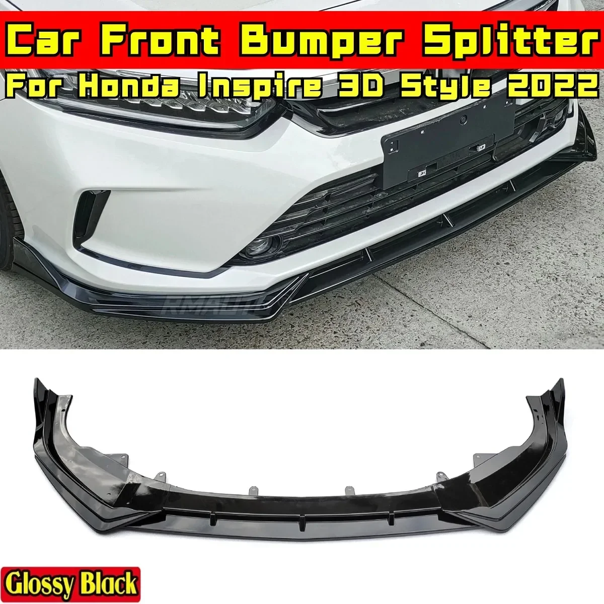 For Honda Inspire 2022 Body Kit Front Bumper Splitter Spoiler Glossy Black 3D Style Bumper Diffuser Spoiler Car Accessories