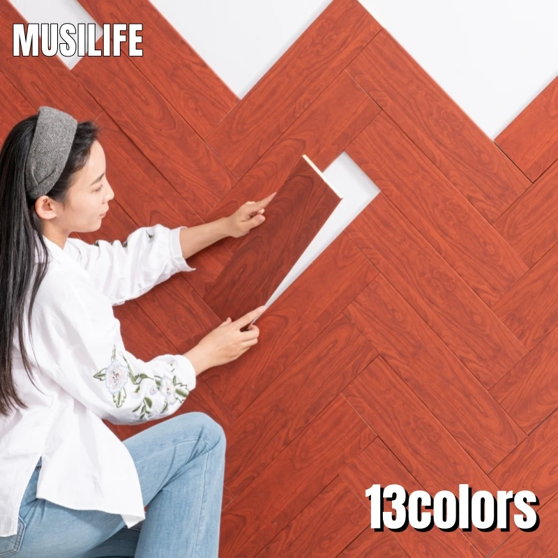 

4/10/16PCS Self-Adhesive Wooden Wall Stickers 1CM Thickened Peel and Stick Skirting Board Wallpapers Home Waistline Decoration