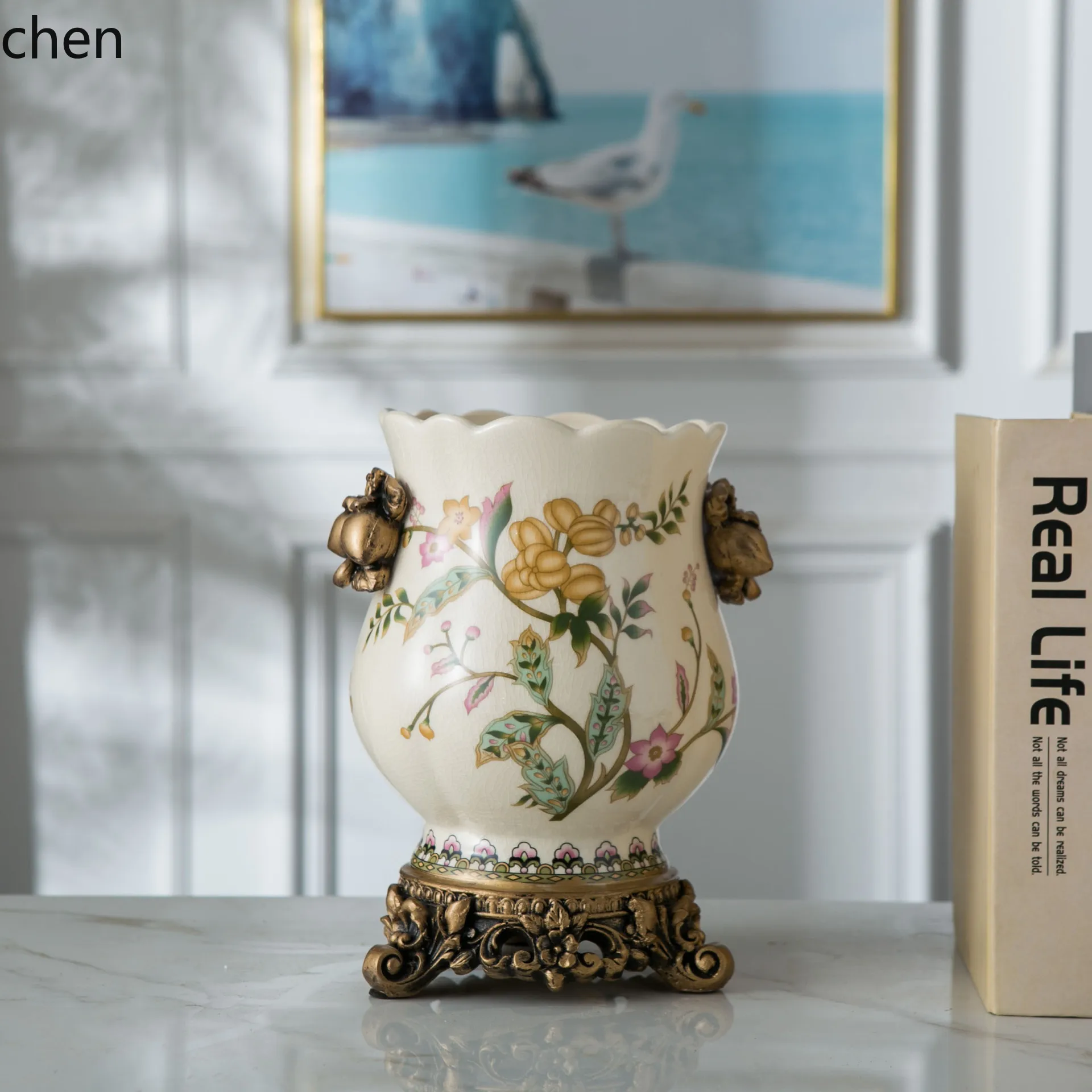 HXL Ceramic Vase Living Room High-end Flower Pot Flower Arrangement Ornament