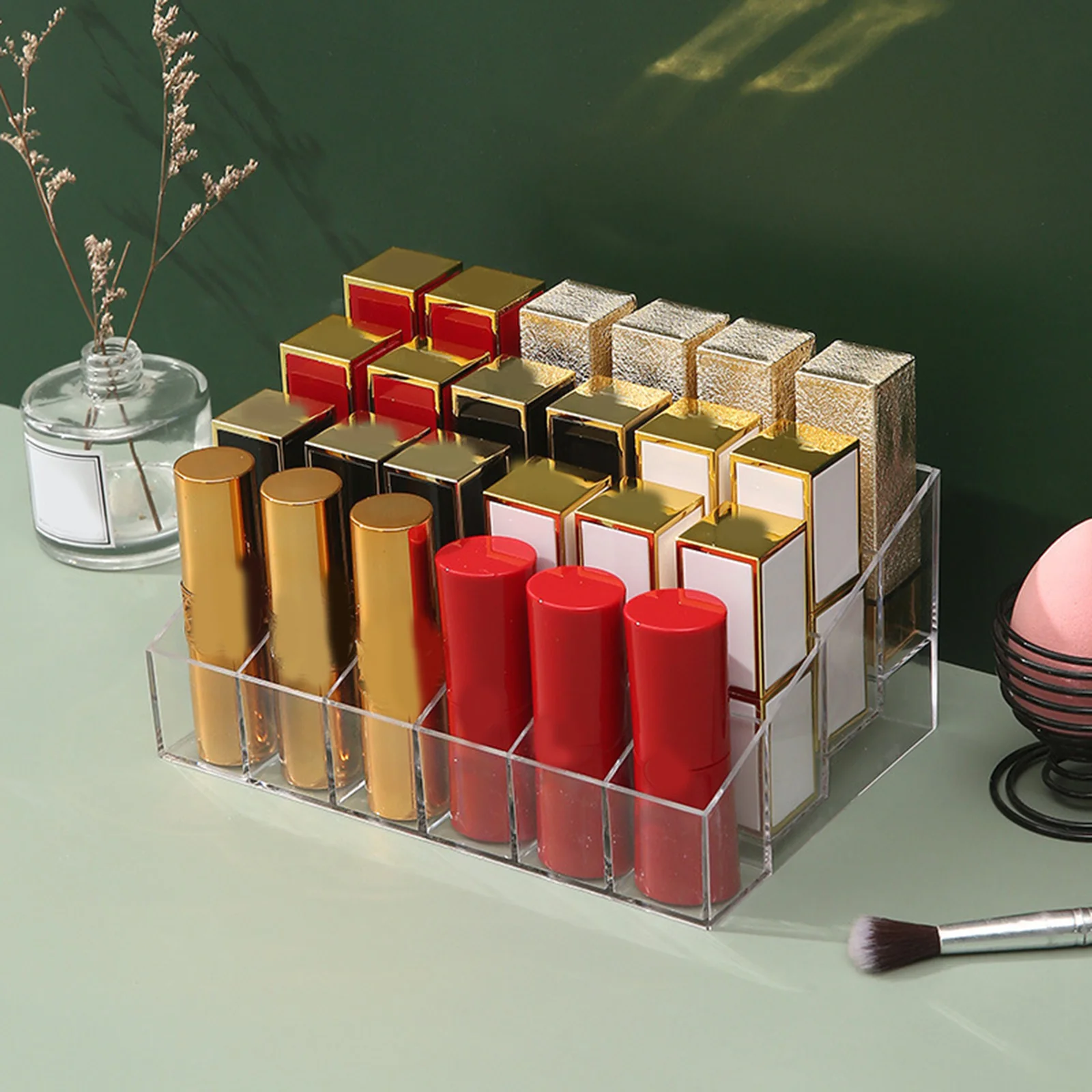 Lipstick Holder Case Clear Makeup Organizer Lipstick Case Lipstick Organizer for Lipstick Tubes Lip Gloss Bottles Brushes Vanity