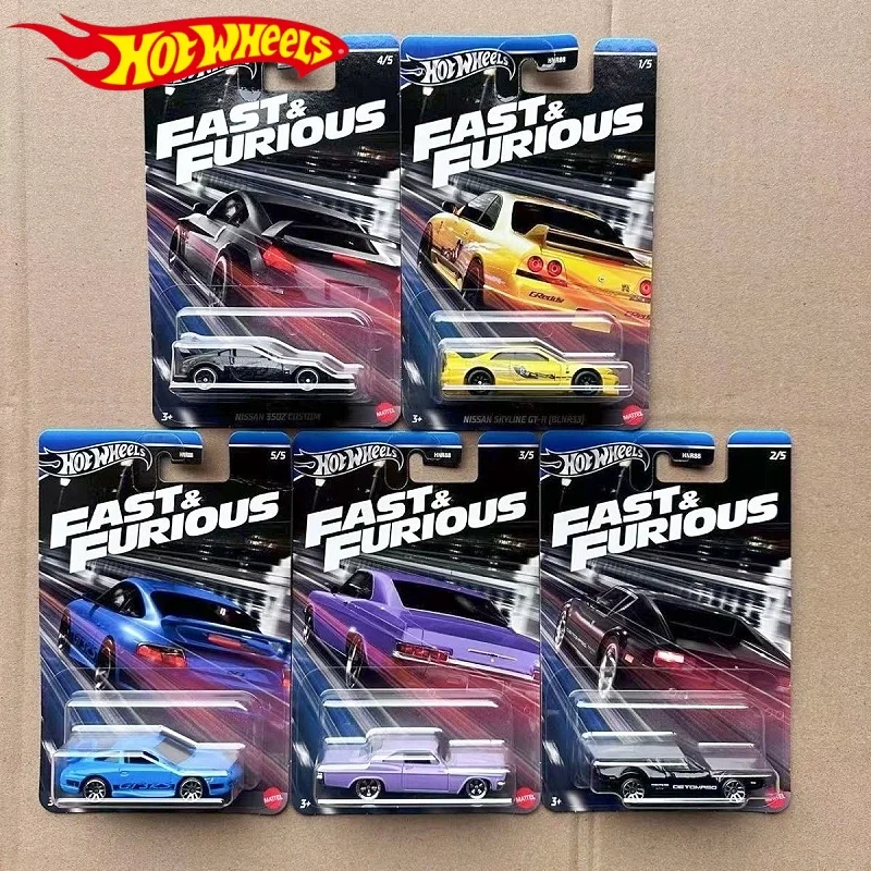 Original Hot Wheels Cars 1966 CHEVY IMPALA NISSAN SKYLINE GT-R(BCNR33) NISSAN 350Z CUSTOM 1/64 Die-cast Model Toy Vehicles HNR88