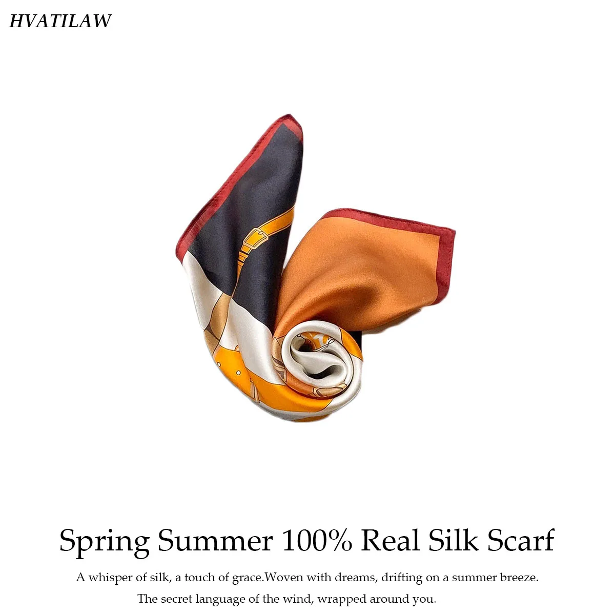 

Luxury 100% Silk Scarf Women Chain Print Beach Shawl Square Bandana Kerchief Femme Fourlard Echarpes Stole Hijab Foulard Bufanda