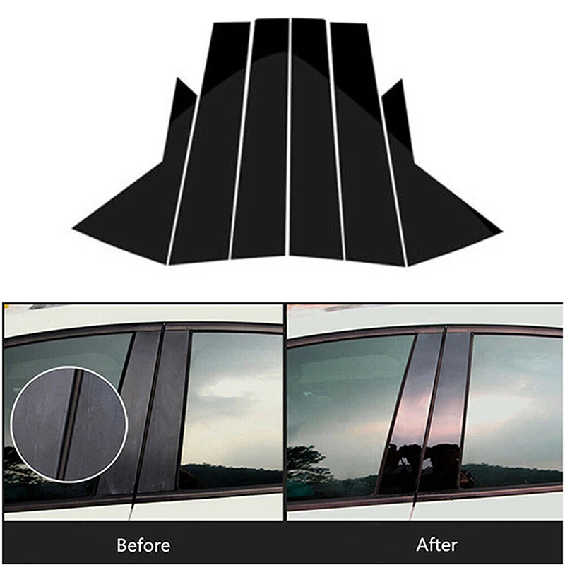 Glossy Black Pillar Post Door Trims Window Cover Stickers Accessories Fit For Hyundai IX35 Tucson 2010 2011 2012 2013 2014 2015