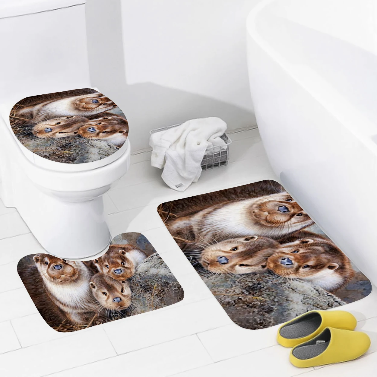 Home bathroom floor mats Bath Foot mat Animal oil paint style modern bathroom accessorie rug Toilet mat Bathtub anti-slip carpet