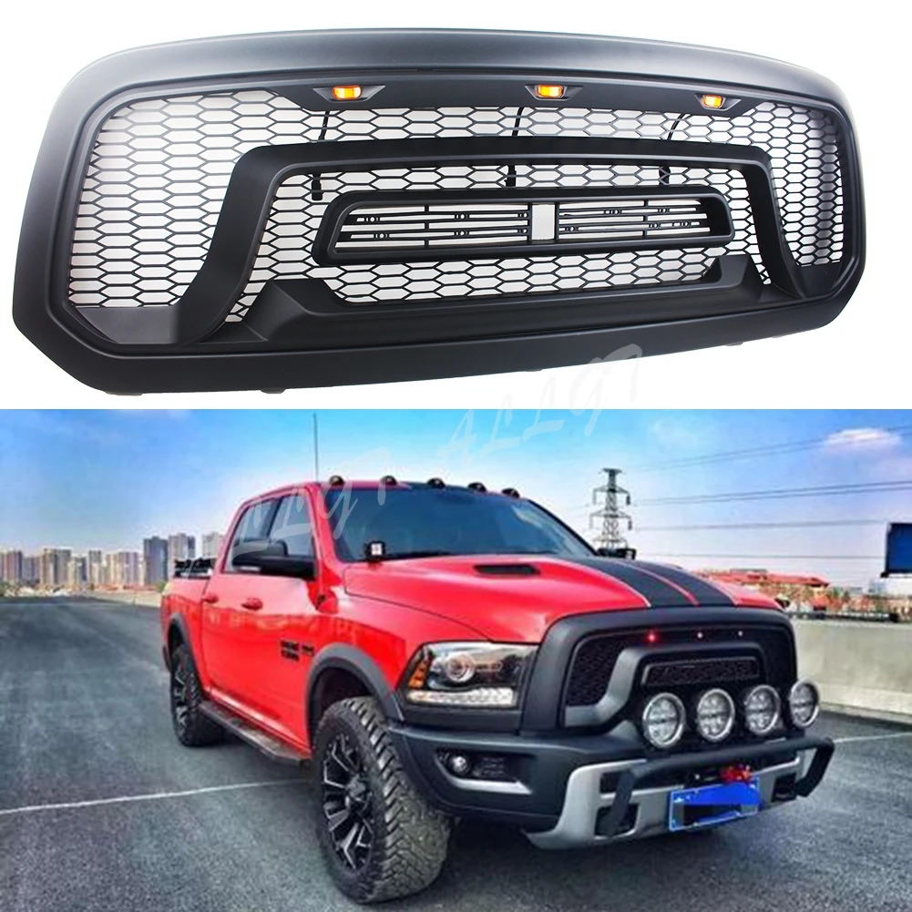 

Front Grill Rebel Style Hood LED Light Upper Honeycomb Billet Faceflit For Dodge Ram 1500 2013 2014 2015 2016 2017 2018
