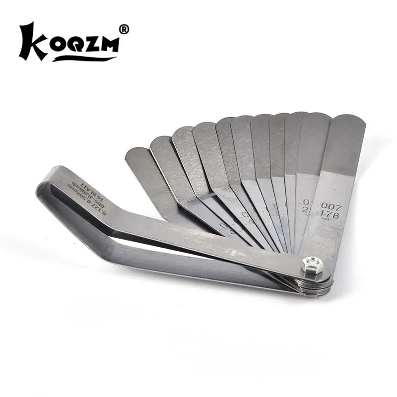 1 set for 16 Blades Feeler Gauge 0.05 to 1mm Thickness Curved Stainless Steel Gap Metric Filler Feeler Gauge HOT 17 Blades