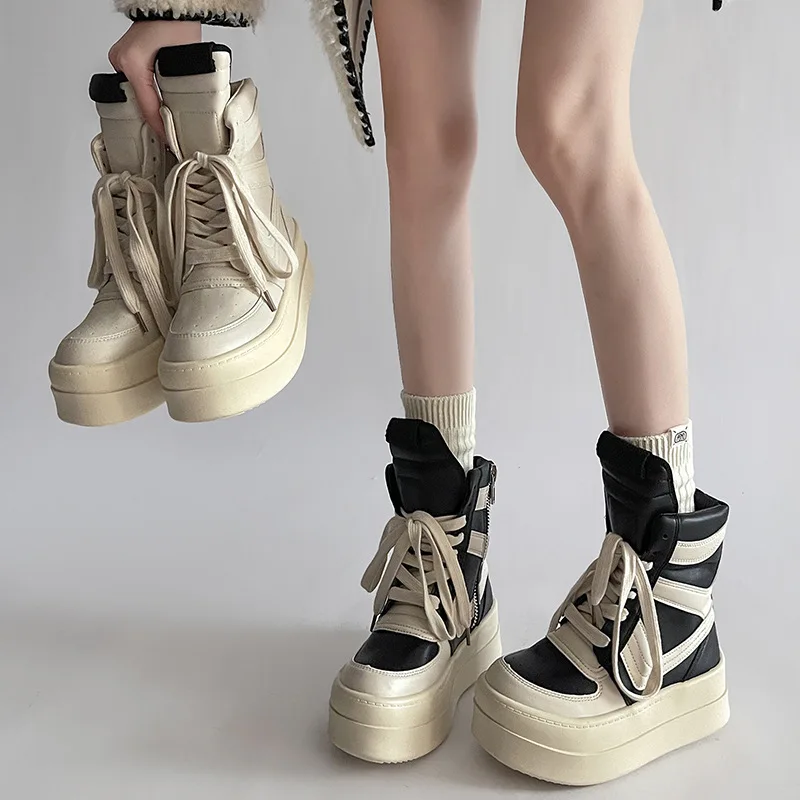Sense High-top Women's 2026 Autumn and Winter New Heightening Casual Sports Short Boots Thick-soled Versatile White Shoes