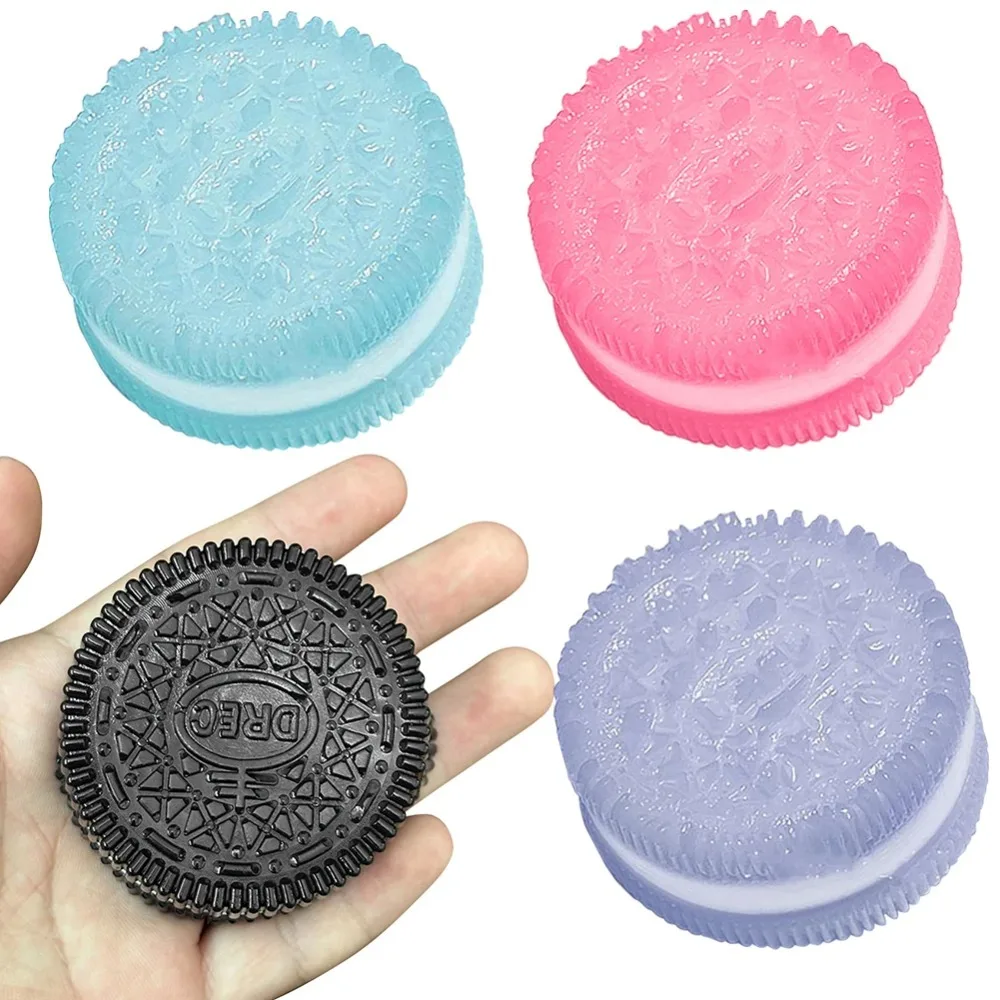 Soft Oreo Silicone Stress Pressure Relief Squishy Toys Mochi Taba Squishy Simulated Cookies Fidget Toy Biscuit Pinching Toys