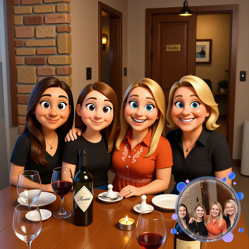 Custom 3D Cartoon Portrait Print,Personalized Convert Your Photo To Cartoon Character,Custom Friends Memory Wall Art Poster