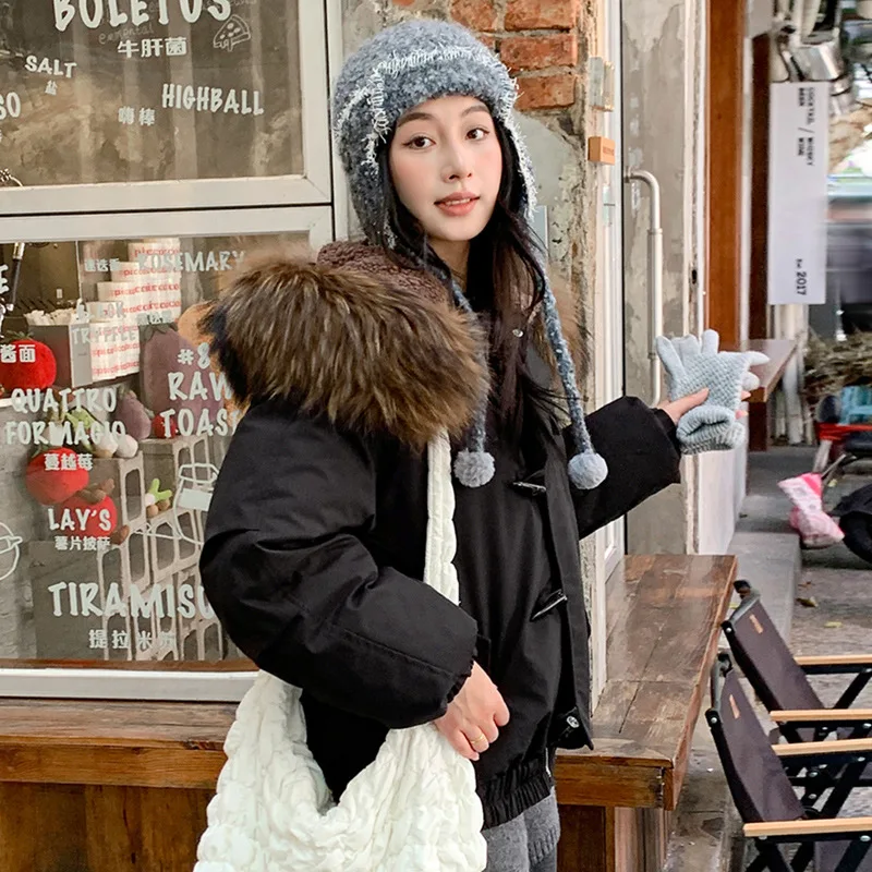 Women's Autumn Winter Top Coat Cotton Coat Hooded Fur Collar Thickened Warm Retro Simple Comfortable Casual Soft Niche Versatile