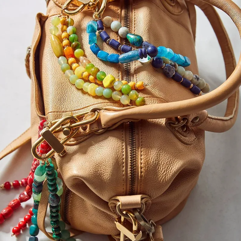 

New Summer Style Turnkey European and American Fashion Women's Handbag Pendant Natural Beads keychain DIY Charms Accessories