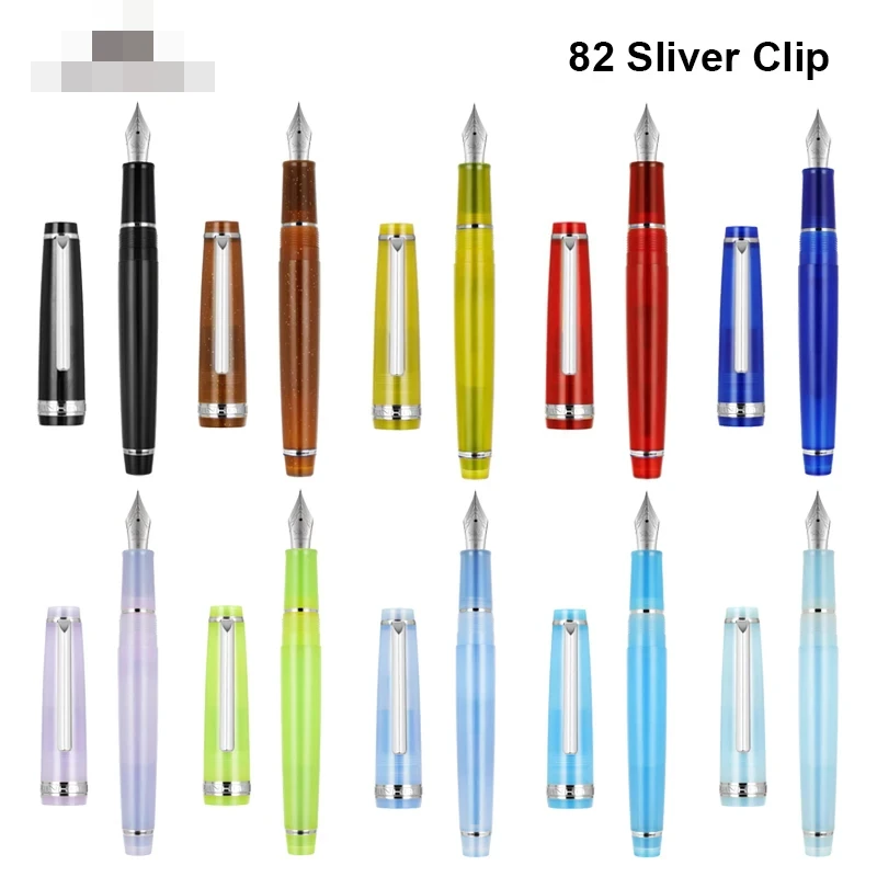 82 pluma estilográfica con Clip plateado, bolígrafos elegantes de lujo, punta Extra fina de 0,7/0,5/0,38mm, escritura, suministros escolares de oficina, papelería