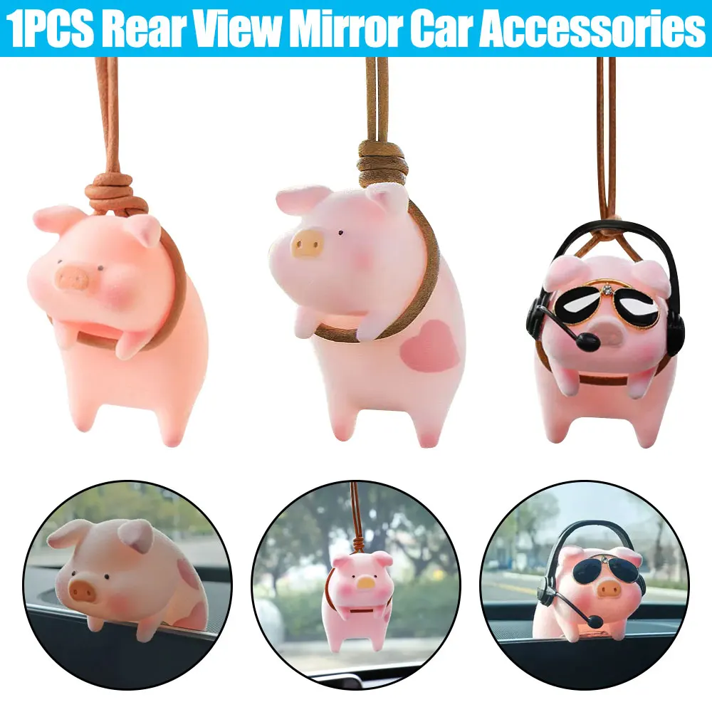 

Cute Pig with Glasses Car Pendant Auto Rearview Mirror Pendants Swing Pig Coche Interior Decoraction Accessories Creative Gift