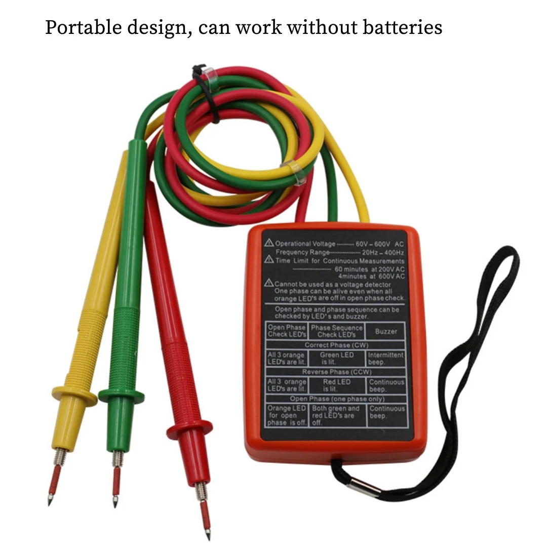 SM852B Phase Sequencer, Portable Three-Phase AC Phase Meter, Current and Voltage Detector