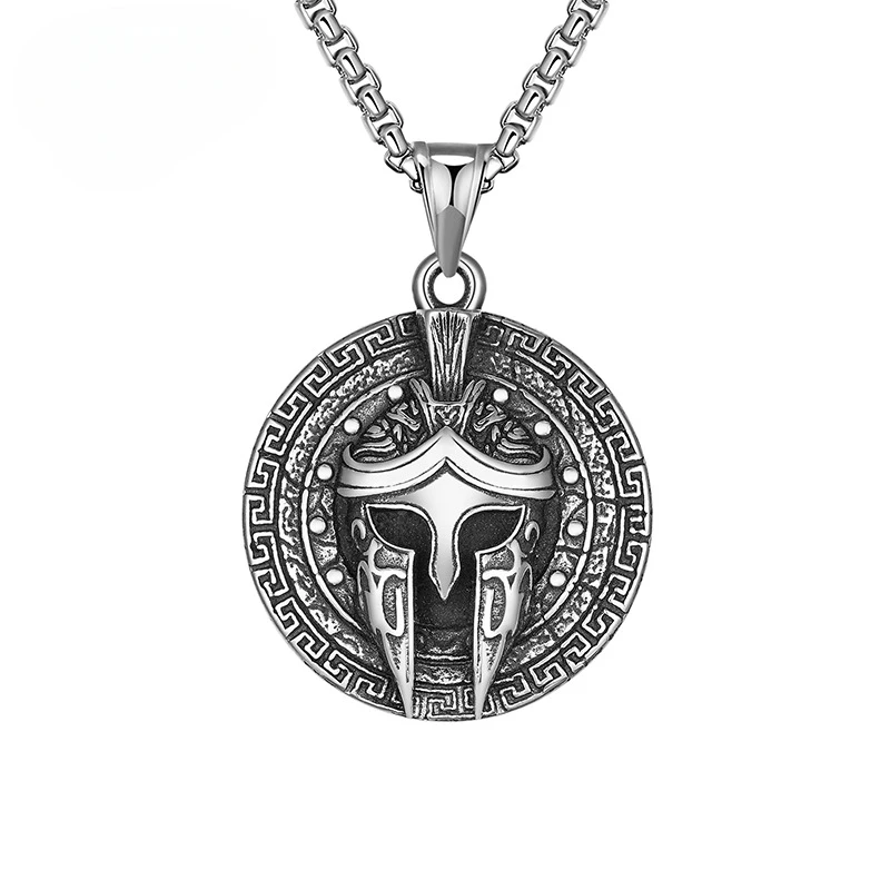 

European and American popular retro Spartan mask warrior titanium steel men's necklace for party wearing selection