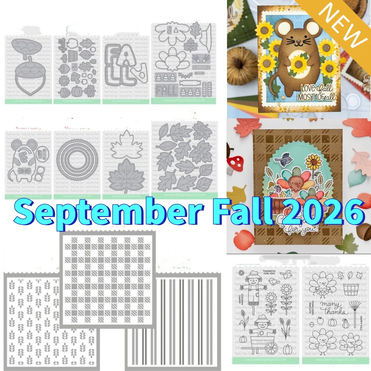 September Fall 2026 New Mouse Acorn Leaves Metal Cutting Dies Clear Stamps Stencil For DIY Making Card Scrapbook Embossed Paper
